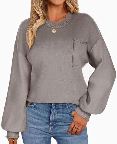 Image of Zeagoo Sweaters for Women 2025 Trendy Fall Fashion Oversized Lantern Long Sleeve Knitted Pullover Tops Outfits