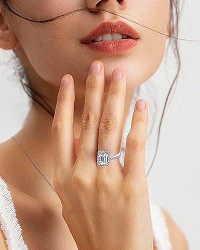 1-3ct Center Emerald Shaped Moissanite Engagement Rings 925 Sterling Silver 10K 14K 18K Solid Gold Wedding Anniversary Promise Bridal Ring with Engraving3