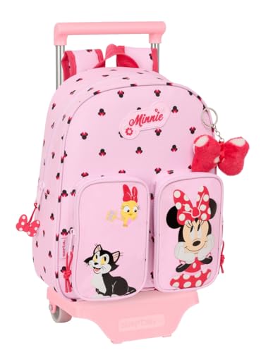 Safta MINNIE MOUSE NAIVE - Mochila Infantil con Carro 705, Ideal para Niños de Diferentes Edades, Cómoda y Versátil, Calidad y Resistencia, 28x10x34 cm