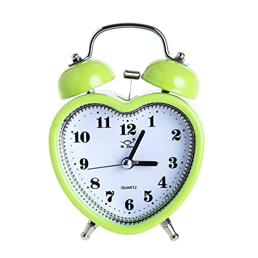 SHISEDECO 3 Inches Cute Twin Bell Loud Alarm Clock Silent Analog Quartz Nightlight Tableclock Battery Operated for Kids, Seniors, Heavy Sleepers, Decorations for Bedroom, Living Room (Green)
