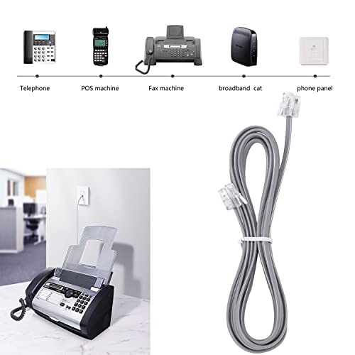Image of LanSenSu Telephone landline Extension Cord Cable Cord with Standard RJ-11 6P4C Plug (6Ft-3Pack-Silver, Silver)