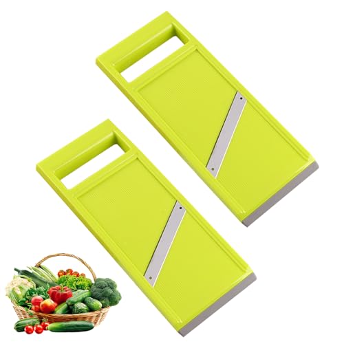 2 Pcs Mandoline Vegetable Slicer, Handheld Mandoline Food Slicer, Manual Kitchen Cucumber Slicers, Portable Stainless Steel Fruit Slicers and Vegetable Cutters for Fruit Carrot Potato Cutters
