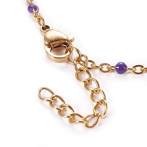 Image of LZD Stainless Steel Enamel Chain Bracelet Lobster Evil Eye Gold Adjustable 2mm A110