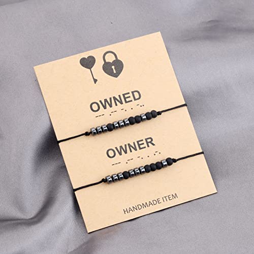 MAOFAED Couple Morse Code Matching Bracelet BDSM Owner Owned Master and Slave Daddy Babygirl Gift2