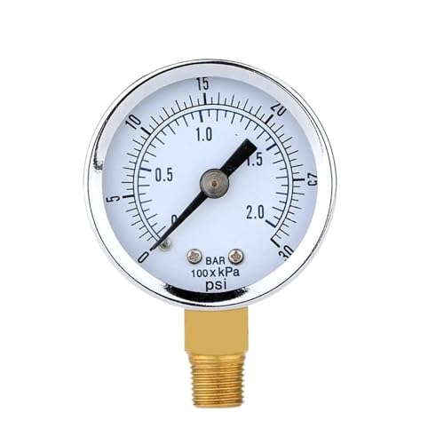 庭のホース散水メーター ミニポータブル 0-30PSI 0-2bar ダブルスケールエアコンプレッサー油圧ゲージ 1個