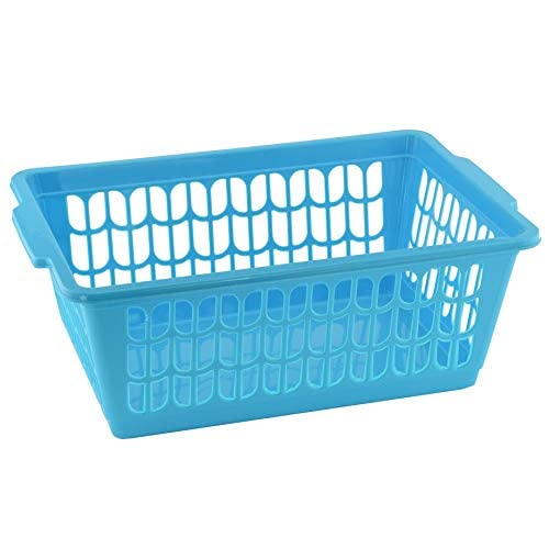 YBM HOMEPlastic Perforated Storage Basket Bin Office Drawer, Shelf Desktop Countertop Tray Organizer 32-1188 (1, Blue)