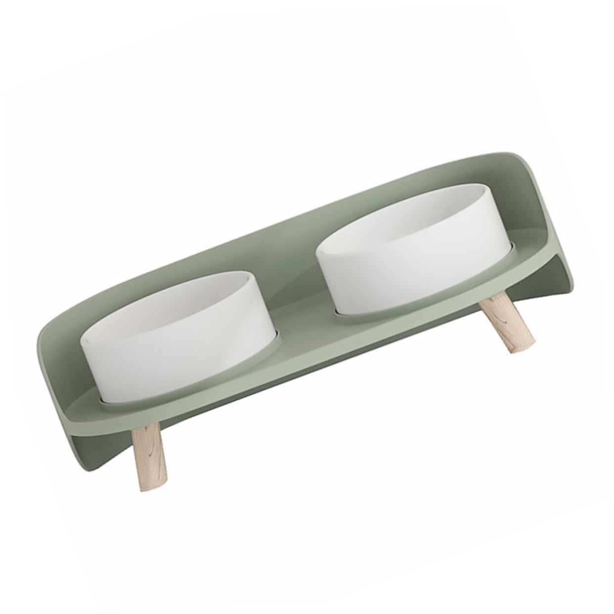 GALPADA 1PC Ceramic Cat Bowl with High Feet Design Mint Green Pet Feeder for Cats Odorless and Double Bowl for Food and Vegetables