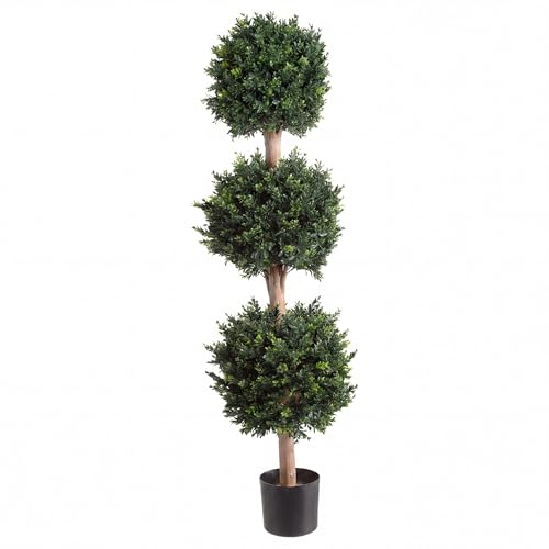 Pure Garden Artificial Tree - 5FT Faux Hedyotis Topiary Ball Plant in Weighted Pot - Fake Plants for...