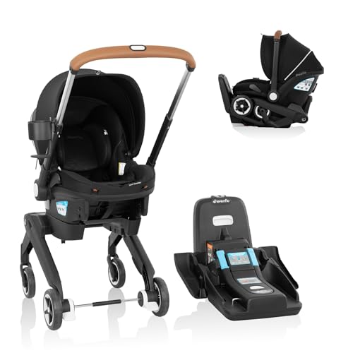Image of Evenflo Shyft DualRide Infant Car Seat Stroller Combo w Carryall Storage & Extended Canopy (Onyx)