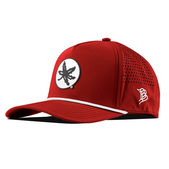 Branded Bills Officially Licensed x Ohio State Buckeyes Red Curved 5 Panel Hat for Men | Baseball Cap Ohio State OSU Buckeye Logo PVC