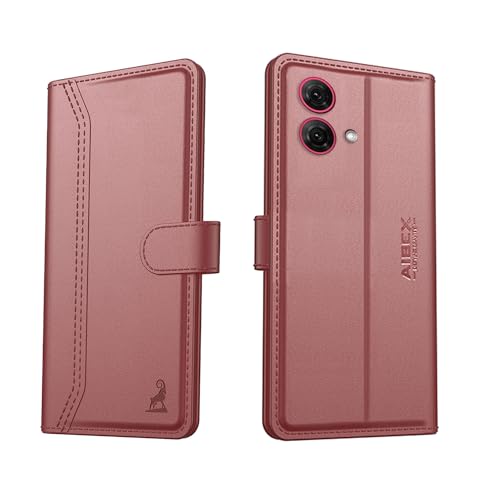 Image of AIBEX Compatible for Motorola G84 5G Flip Cover Leather Finish with Magnatic Closure | Inside TPU with Card Pockets | Wallet Stand | Complete Protection Flip Case -Brown
