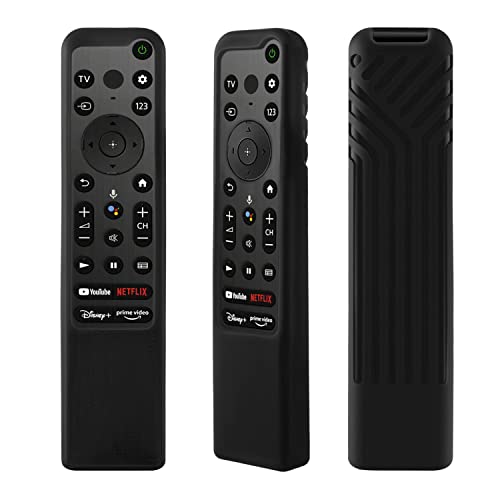 YiBiChin Housse de Protection en Silicone pour Télécommande Sony Bravia XR RMF-TX800P/TX800U/TX800C RMF-TX900U/TX900C/TX900P Doux pour La Peau, Antidérapant, Anti-Perte, Lavable, avec Cordon(Noir) Cover