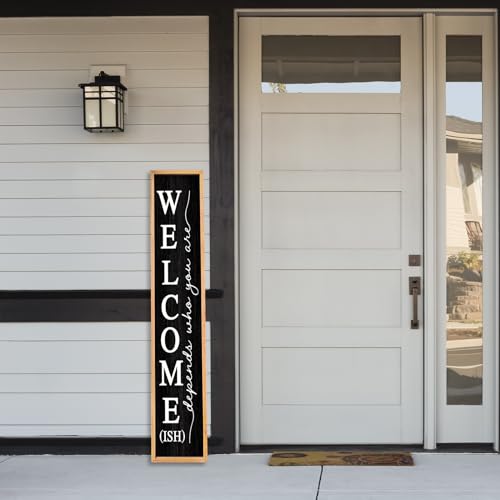 Welcome-ish-Sign-for-Front-Porch-Standing-45X9-Large-Farmhouse-Outdoor-Wood-Framed-Home-Vertical-Tall-Funny-Large-Welcome-Sign-For-Rustic-Modern-Outside-Front-Door-Wall-Decor-Wood-Black Welcome ish Sign for Front Porch Standing 45X9 Large Farmhouse Outdoor Wood Framed Home Vertical Tall Funny Large Welcome Sign For Rustic Modern Outside Front Door Wall Decor Wood Black