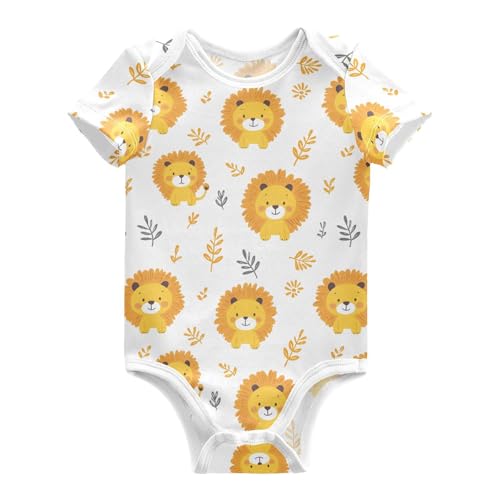 vvfelixl Baby Girls' Bodysuits Orange Lion Short Sleeve Cotton Baby Boy Clothes for 0-3 Months