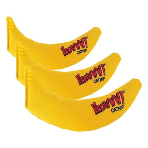 Image of Yeowww! Catnip Chi-CAT-a Banana Toy for Cats - 7 Inches - Durable Cotton Twill - Made in the USA - Stuffed with Organically Grown Catnip (Pack of 3)