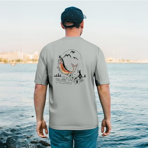 BASSDASH Men’s UPF 50+ Fishing Graphic T-Shirts Pocket Short Sleeve Shirt Quick Dry UV Sun Protection Casual Outdoor FS46M4