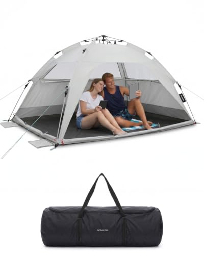 qeedo Quick Palm Strandmuschel für 2 Personen mit UV-Schutz 80+ und kleinem Packmaß - leichtes, schnell aufzubauendes Strandzelt - Sonnenschutz & Windschutz am Strand