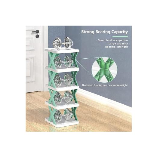 Image of 6-Tier Stackable Shoe Rack - Plastic Shoe Stand Organizer for Entryway, Closet, or Bedroom Use