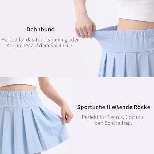 ouhos Jupe-Short Fille pour PE Kit et Sport École, Coton Biologique Respirant avec Short Intégré et Taille Réglable, Idéal Tennis 6-13 Ans (FR/ES, Âge, 6 Ans, 7 Ans, Bleu) – vue 4