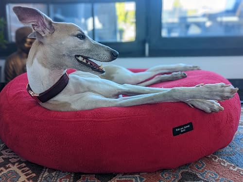 EDEL&SCHNELL Bezug für Hundebett Flocke Hundebettbezug in Bordeauxrot aus weichem Fleece Ersatzbezug für Hundebett mit 90 cm Durchmesser