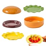 Generisch Stapelbares Burgerteller Set | Stapelbares Keramik Geschirr,Abendessen Dessert Teller | Für Veranstaltungsplaner Hausköche Unterhalter Familienabendessen Outdoor Picknick Geburtstag Grillen