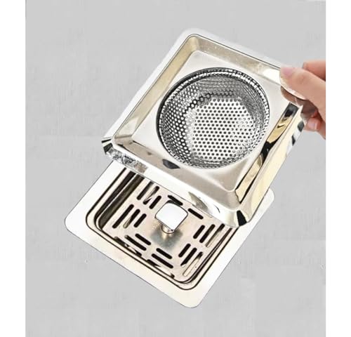 Image of Giffy 11.5cm Stainless Steel Square Kitchen Sink Strainer Jali, Anti Clogging, Vegetable Hair Catcher Basin Basket Filter Drainer for Home Office Hotel 1 Pcs