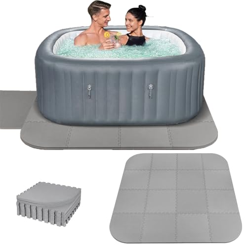 Nisorpa 1/2" Extra Thick Hot Tub Mat 85 in Hot Tub Pad Foundation for Inflatable Tub EVA Foam Padding Flooring Protector Non Slip Pool Pad for Indoor Outdoor, Inflatable Hot Tub Accessories