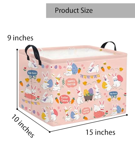 Image of Rectangular Easter Basket Easter Basket for Kids Baby Storage Basket Cute Toy Storage Bin Organizer Shelf Book Basket Easter Room Decor(Pink Purple Easter)