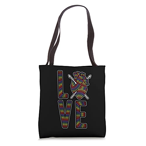 Love LGBT Gay Pride Anatomical Crochet Yarn Rainbow Heart Tote Bag