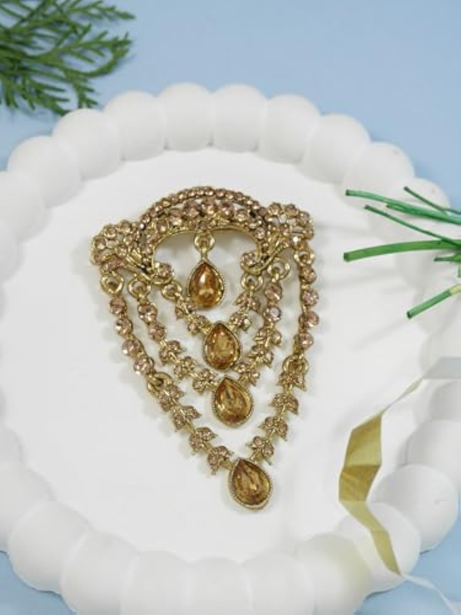 Stylish Wedding Designer Stone Studded Brooch for Men