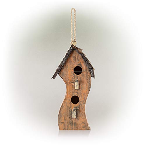 Alpine Corporation Yen144Hh-Or Swirly Wooden Birdhouse, 16 Inch Tall, Orange #TOP6