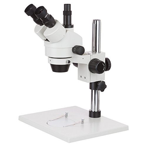 AmScope SM-1T Trinokulares Inspektionsmikroskop mit Extra Großem Ständer, 7X-45X, Weiß