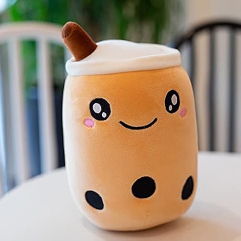 CILUA 25cm-70cm Funny Cartoon Fruit Bubble Tea Cup Plush Pillow Stuffed Soft Drink Juice Milk Tea Toy girls Cushion Kawaii room decoration-70cm,brown 2 Cover