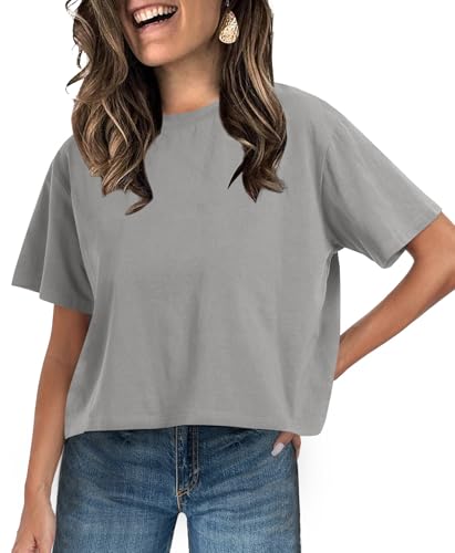Image of UNCLECAT Womens Short Sleeve Crop Tops Summer Basic Cropped T Shirts
