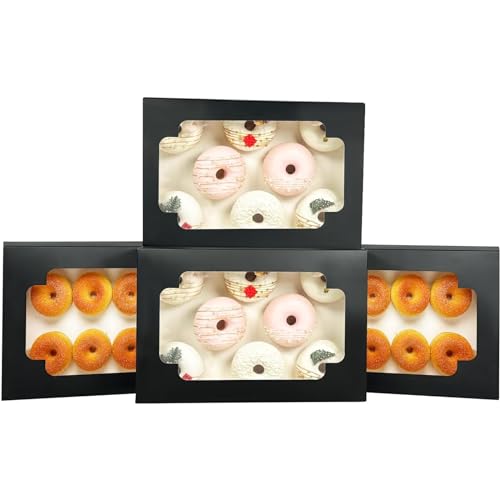 qiqee Auto-pop up Black Cookie Box with Window 12x8x2.5 inch