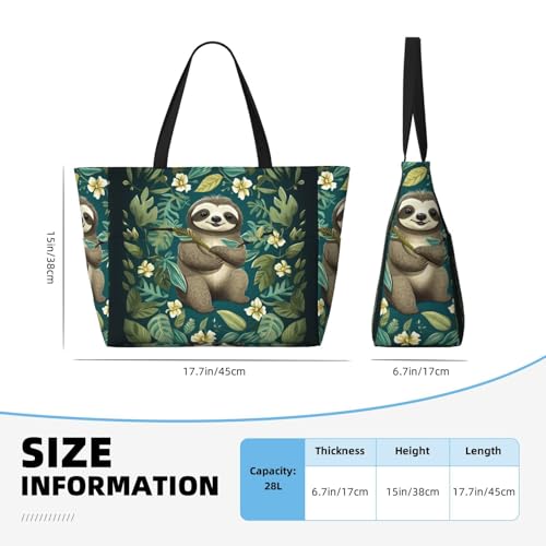 Beach Bags For Women Large Waterproof Sandproof Beach Tote Bag Lightweight Zipper Carry On Bag Adorable Sloth Pool Bag For Gym Travel Vocation4