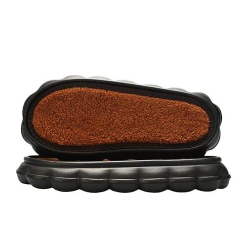 DIY Hand-Woven Light Soft EVA Soles with Cloud Soles and Ball Soles with Hook Slippers.(Black,36-37)