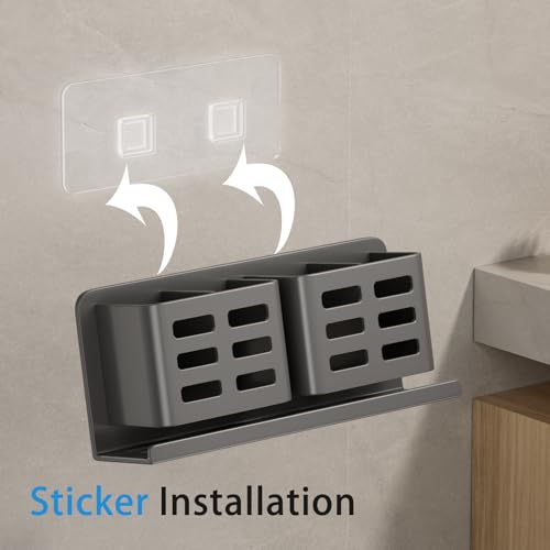 YESENT Aluminum Toothbrush Holder Self-Adhesive Hanging Bracket Shower Toothbrush Razor Holder Suitable for Toothbrush, Toothpaste, Razor and Comb etc Bathroom Storage by YESENT - Image 5