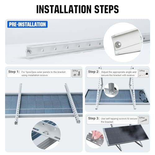 ECO-WORTHY 2 Sets 45inch Solar Panel Mount Brackets Adjustable Tilt Mount Brackets, Suitable for 2-4pcs 100 200 300 400 Watt Solar Panel for Roof, RV, Boat, and Off-Grid by ECO-WORTHY - Image 5
