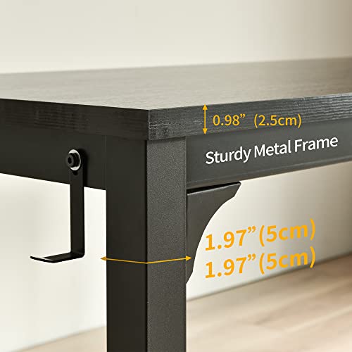 63 Inch Computer Desk,Large Home Office Desk Modern Wood Writing Table Rustic Gaming Desk Sturdy Extra Thick Wooden Desktop Thicker Metal Frame Pc Workstation With Storage Bag And Hooks(Black) #TOP5