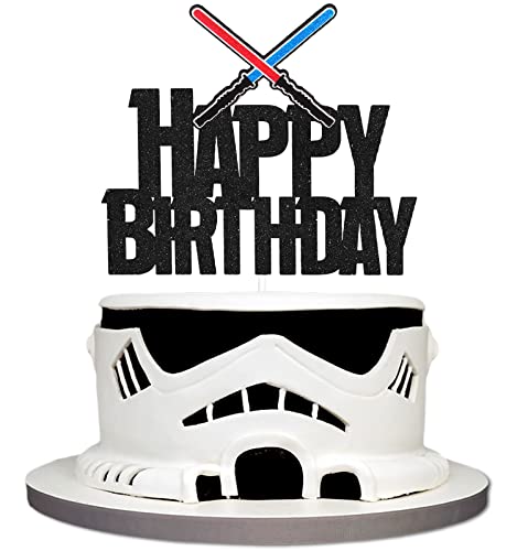 Lightsaber Happy Birthday Cake Topper - Space Happy Birthday Cake Topper - Lightsaber Birthday Party Decorations For Boys