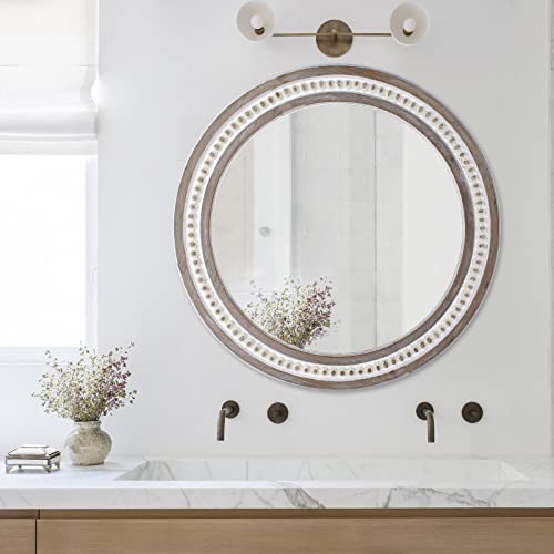 32-Round-Wood-Mirrors-Boho-Circle-Mirrors-with-Beads-Large-Farmhouse-Entryway-Mirror-Rustic-Distressed-Hanging-Mirrors-Decorative-Mirrors-for-Bedroom-Living-Room-Bathroom-Circular-Mirror
