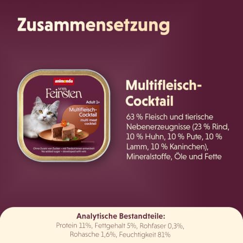 animonda vom Feinsten Katzenfutter nass Multfleisch-Cocktail (32 x 100 g)