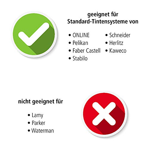 ONLINE Tinten-Konverter Vorteilspack, 3 Converter für Standard-Füllhalter, zum Nachfüllen aus dem Tintenglas, Steckkonverter für Füller diverser Hersteller, Maxipack