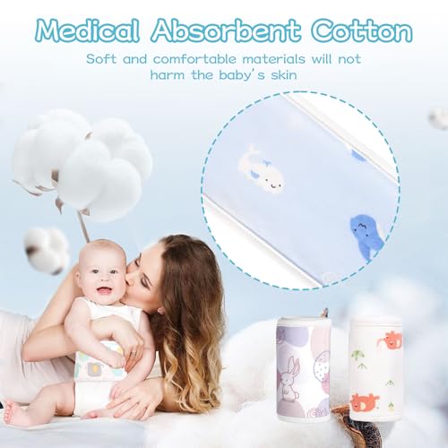 Image of 4 Pack Umbilical Cord Belly Band, Soft Cotton Adjustable Newborn Navel Wrap, Cartoon Infant Tummy Protector for 0-12 Months, Baby Shower Gift