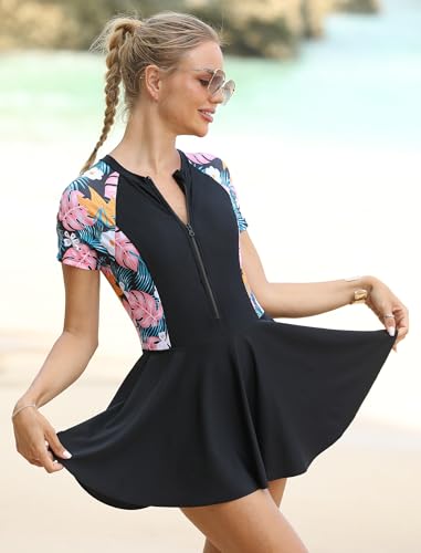 Rash Guard for Women Short Sleeve One Piece Swimsuit UV UPF 50+ Swim Shirt Bathing Suit Modest Swimwear3