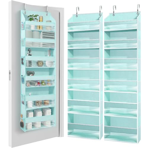 Image of HOMELUX THEORY UPGRADED 6 Tiers Over The Door Organizer Hanging - 100D EXTRA THICK & 50lbs HUGE CAPACITY, 12 Side Mesh Pockets Over The Door Shoe Organizer, Hanging Closet Organizer (Baby Blue, 2pc)