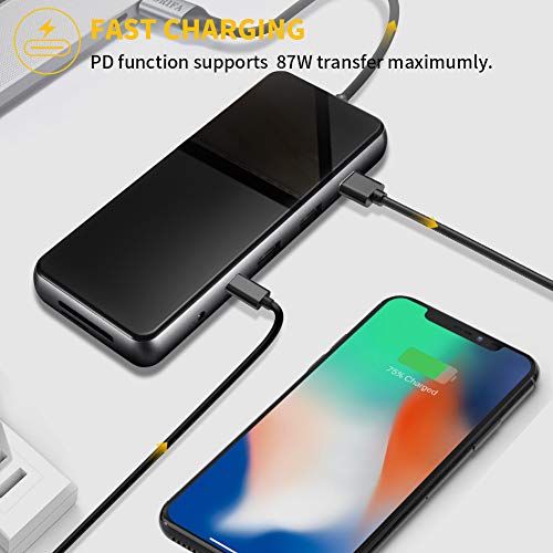Laptop Docking Station,ORIFA 12 in 1 Triple Display Dual HDMI 4K USB C Hub for Mac & Windows System,Thounderbolt 3 Port Device(2HDMI VGA PD3.0 SD TF Card Reader Gigabit Ethernet 3USB 3.0 Ports) - Thumbnail 4