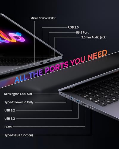 Image of 15.6 Inch Laptop, 16GB DDR4 RAM, 512GB SSD, i5 Gaming Laptops | i5 1240P (12C /16T), WiFi 6, Backlit Keyboard, Fingerprint, USB C, HDMI, RJ45, Metal Laptop for Work, School, Game & Creative