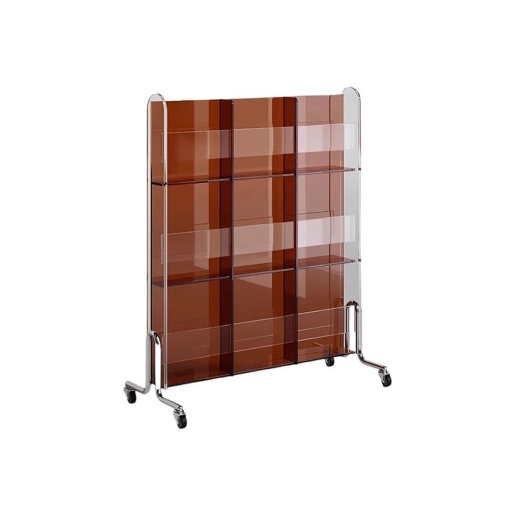 RYUQW3RE Cd Storage Rack Multi-functional Movable with Caster Wheel Vinyl Record Storage Rack Newspaper Books Display Shelf